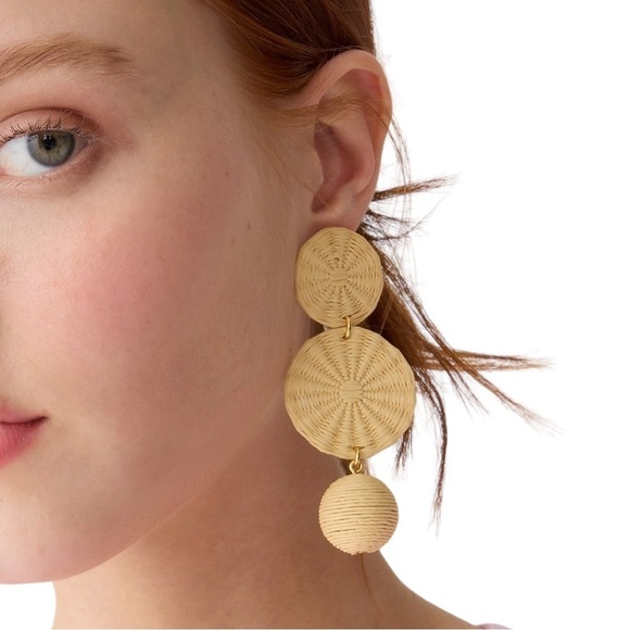 New with tags J.CREW Triple-drop raffia earrings - Picture 3 of 8